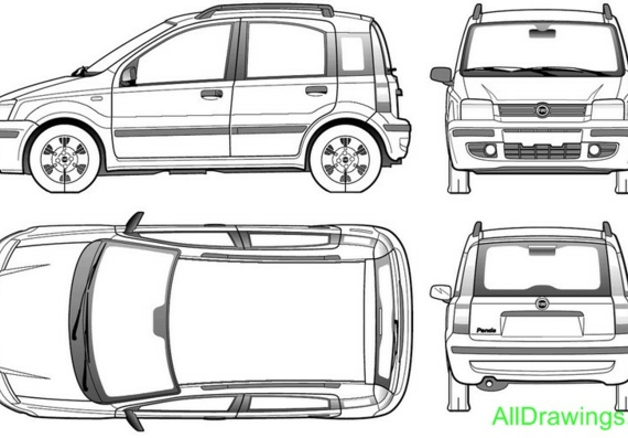 Fiat Panda (2005) (Фиат Панда (2005)) - чертежи (рисунки) автомобиля
